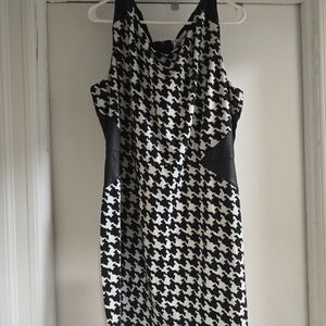 Elegant Black and White Houndstooth Dress